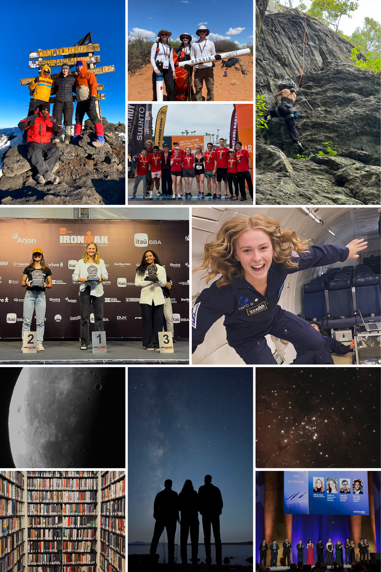 A collage of ten photos from Abigail's life and adventures.