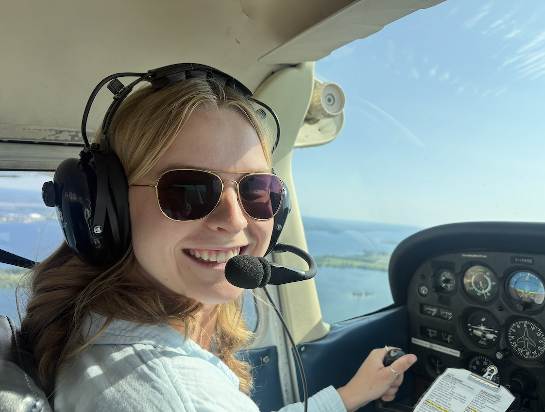 Abigail Lee piloting a Cessna-172