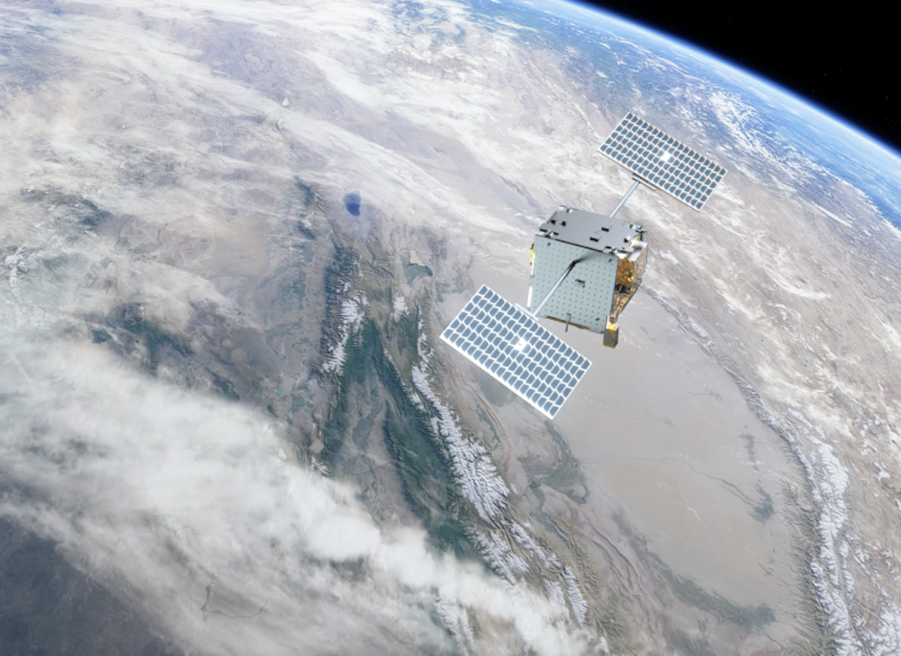 Rendering of loft satellite in low earth orbit.